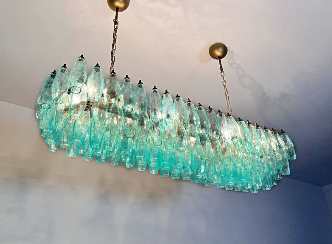 Lampadario Murano – 140 Vetri Poliedri Turchesi – dettaglio 5 – Murano Classics