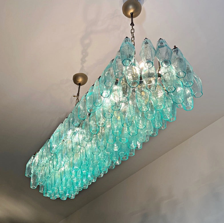Lampadario Murano – 140 Vetri Poliedri Turchesi – dettaglio 2 – Murano Classics