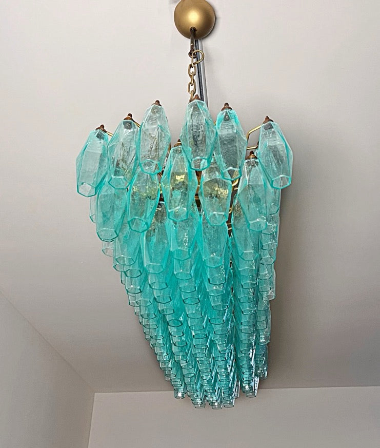 Lampadario Murano – 140 Vetri Poliedri Turchesi – dettaglio 11 – Murano Classics