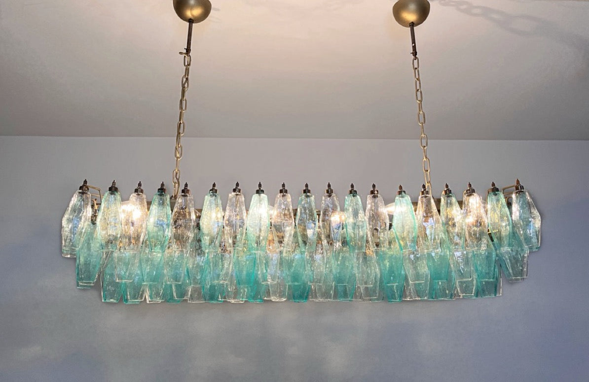 Lampadario Murano – 138 Vetri Poliedri Turchesi Trasparenti – dettaglio 7 – Murano Classics