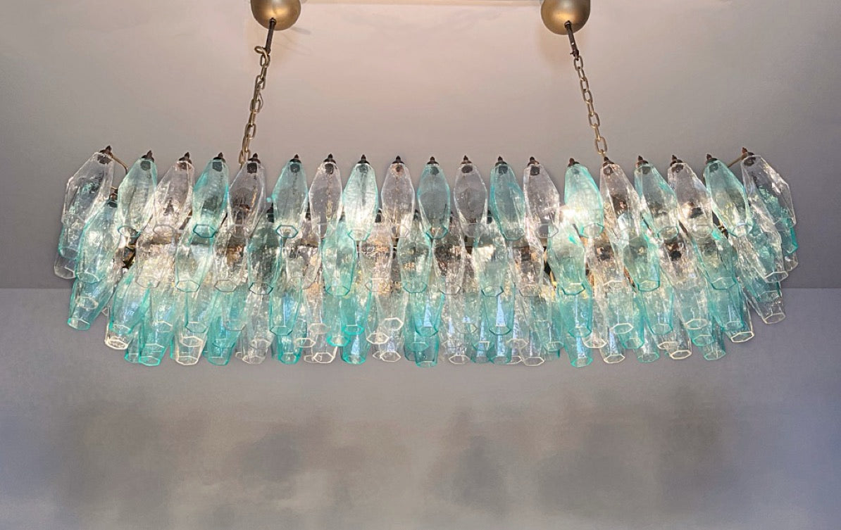 Lampadario Murano – 138 Vetri Poliedri Turchesi Trasparenti – dettaglio 6 – Murano Classics