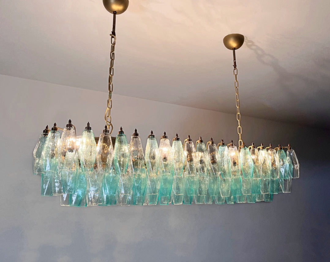 Lampadario Murano – 138 Vetri Poliedri Turchesi Trasparenti – dettaglio 5 – Murano Classics