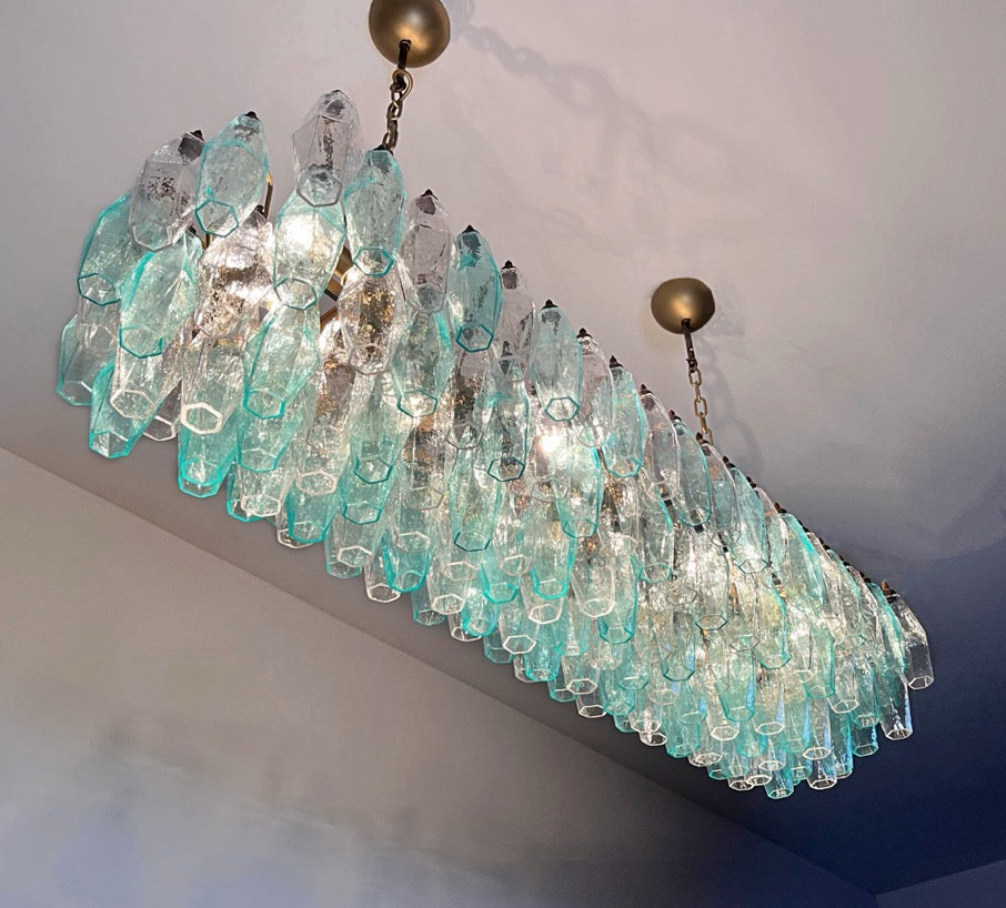 Lampadario Murano – 138 Vetri Poliedri Turchesi Trasparenti – dettaglio 3 – Murano Classics