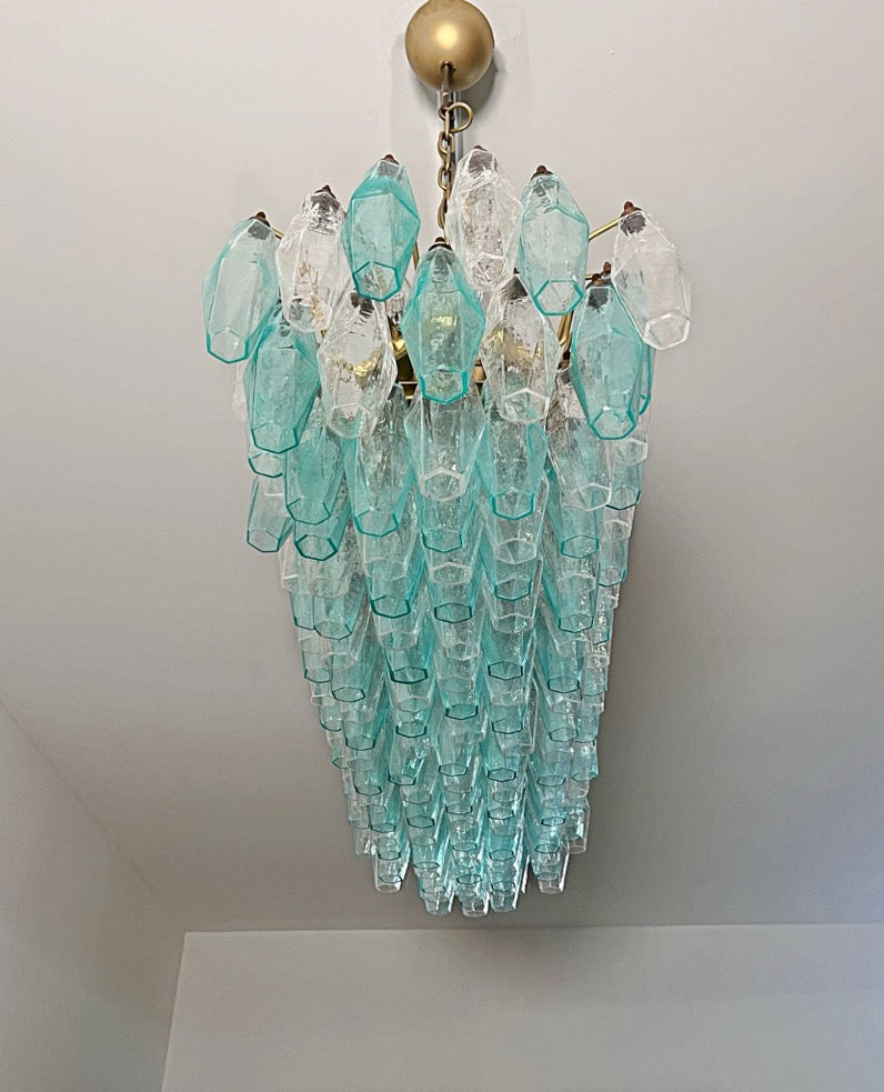Lampadario Murano – 138 Vetri Poliedri Turchesi Trasparenti – dettaglio 11 – Murano Classics