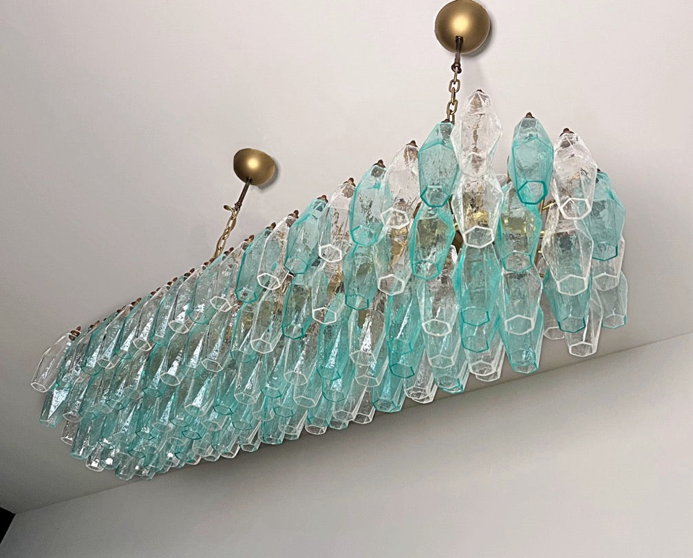 Lampadario Murano – 138 Vetri Poliedri Turchesi Trasparenti – dettaglio 10 – Murano Classics