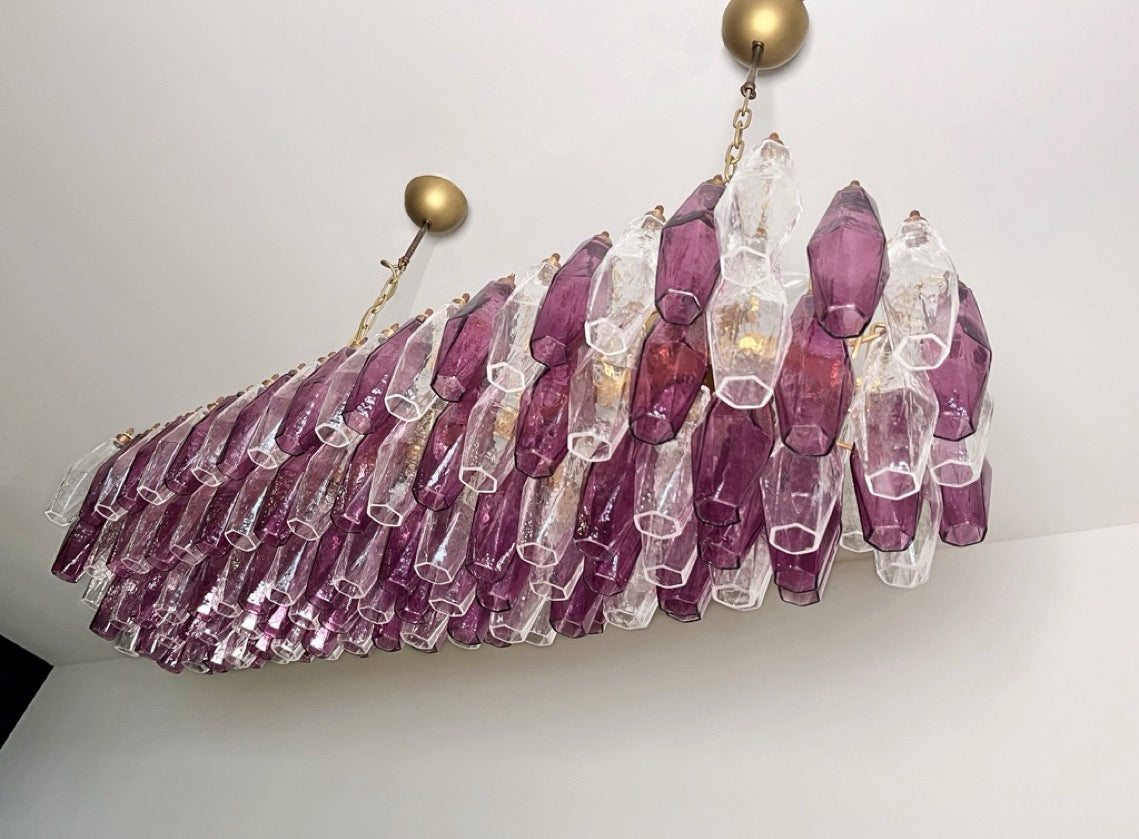 Murano Lysekrone | Klare Gull Ametystfargede Poliedriglass