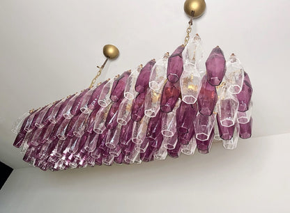 Murano Lysekrone | Klare Gull Ametystfargede Poliedriglass