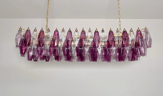 Murano Lysekrone | Klare Gull Ametystfargede Poliedriglass