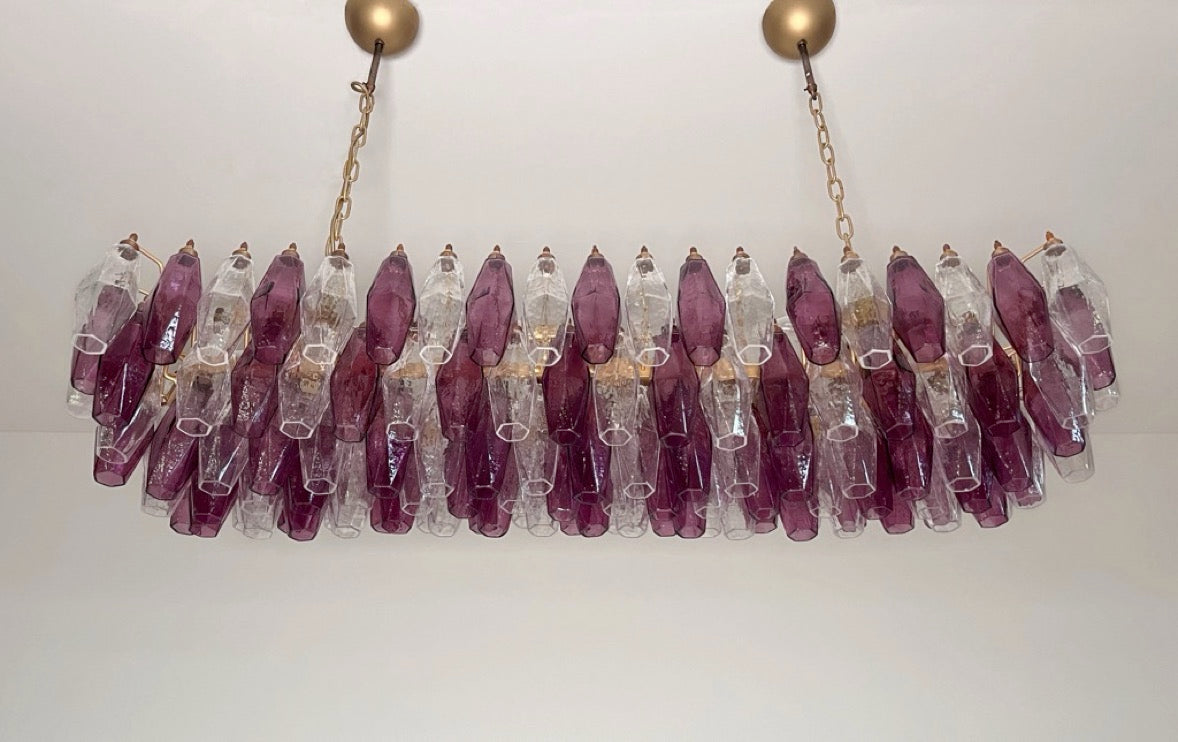 Murano Lysekrone | Klare Gull Ametystfargede Poliedriglass
