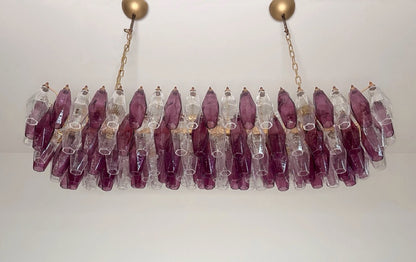 Murano Lysekrone | Klare Gull Ametystfargede Poliedriglass