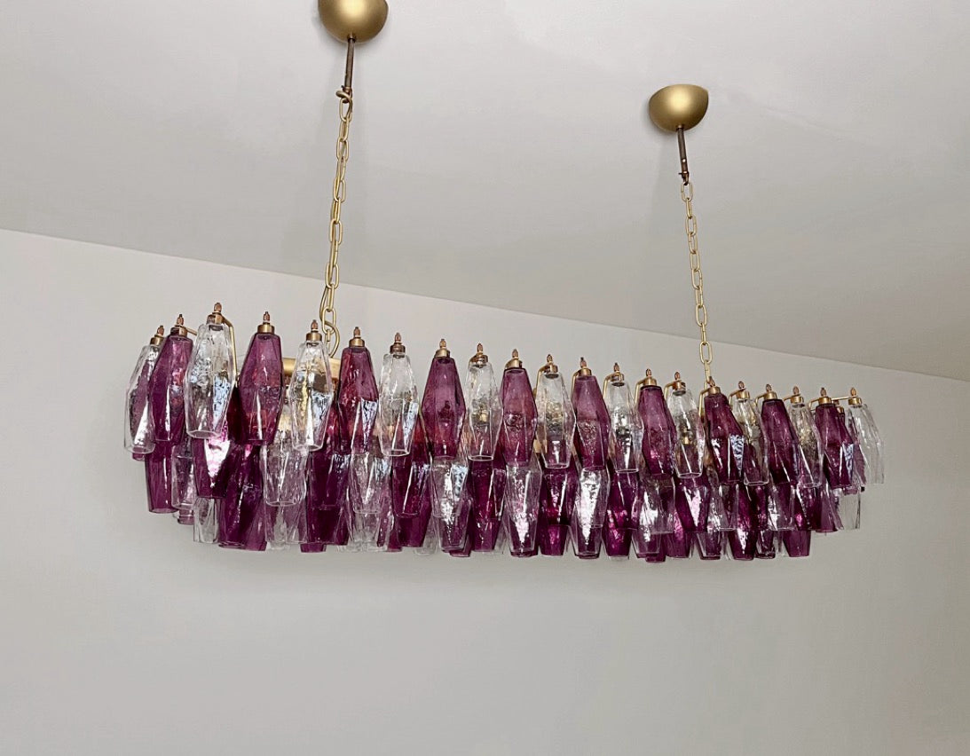 Lampadario Murano – 138 Vetri Poliedri Trasparenti Viola – dettaglio 11 – Murano Classics