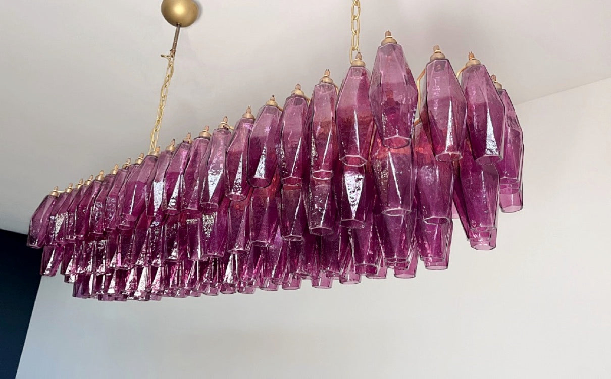 Murano Lysekrone | Gull Ametystfargede Poliedriglass