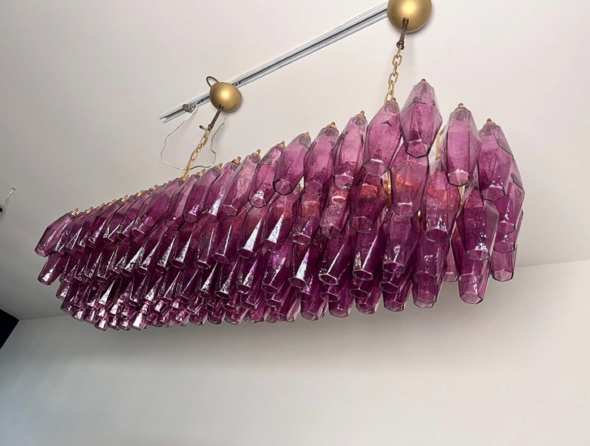 Murano Lysekrone | Gull Ametystfargede Poliedriglass