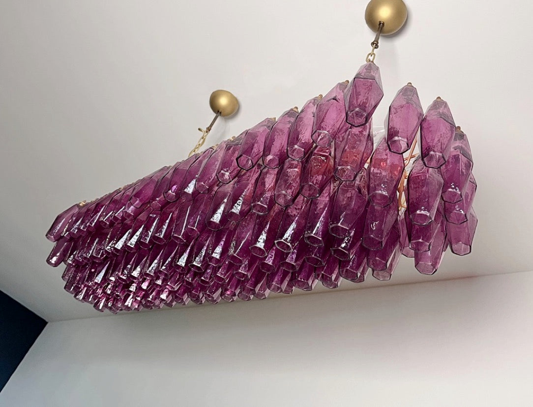 Murano Lysekrone | Gull Ametystfargede Poliedriglass