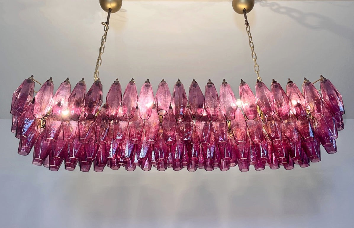 Murano Lysekrone | Gull Ametystfargede Poliedriglass