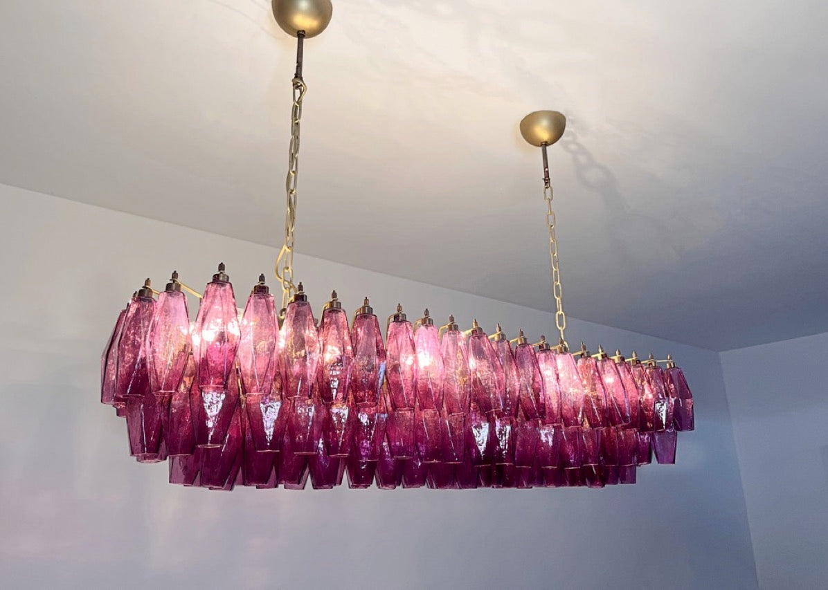 Murano Lysekrone | Gull Ametystfargede Poliedriglass