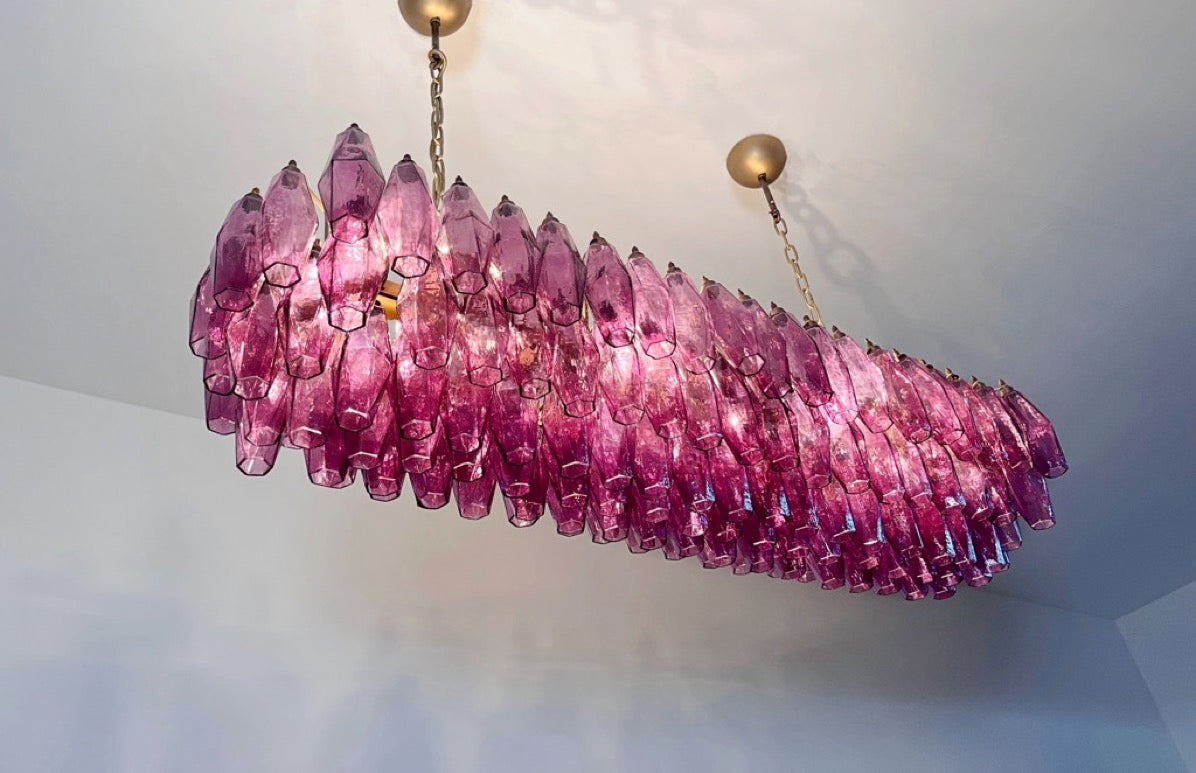 Murano Lysekrone | Gull Ametystfargede Poliedriglass