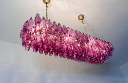 Murano Lysekrone | Gull Ametystfargede Poliedriglass