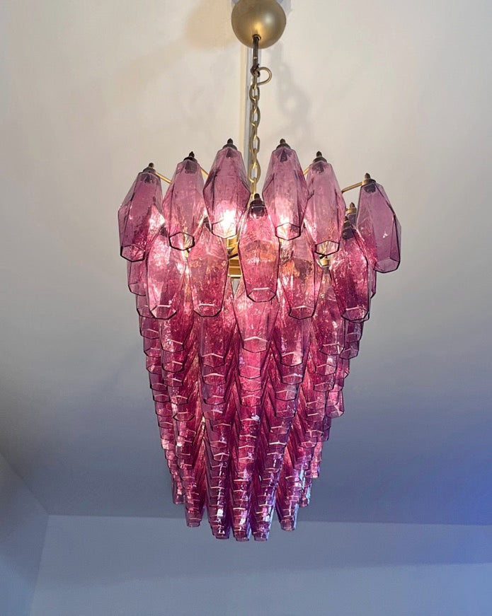 Murano Lysekrone | Gull Ametystfargede Poliedriglass