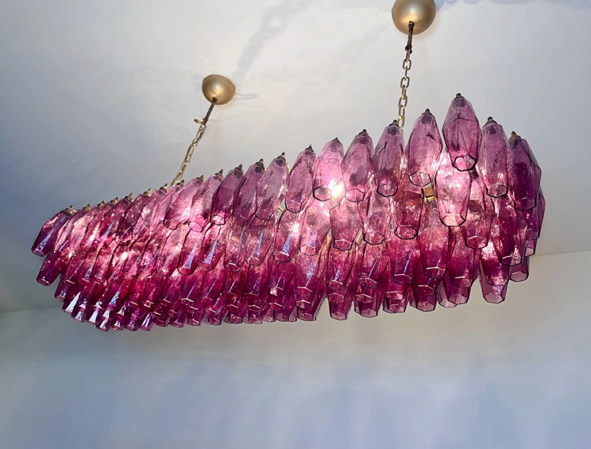 Murano Lysekrone | Gull Ametystfargede Poliedriglass