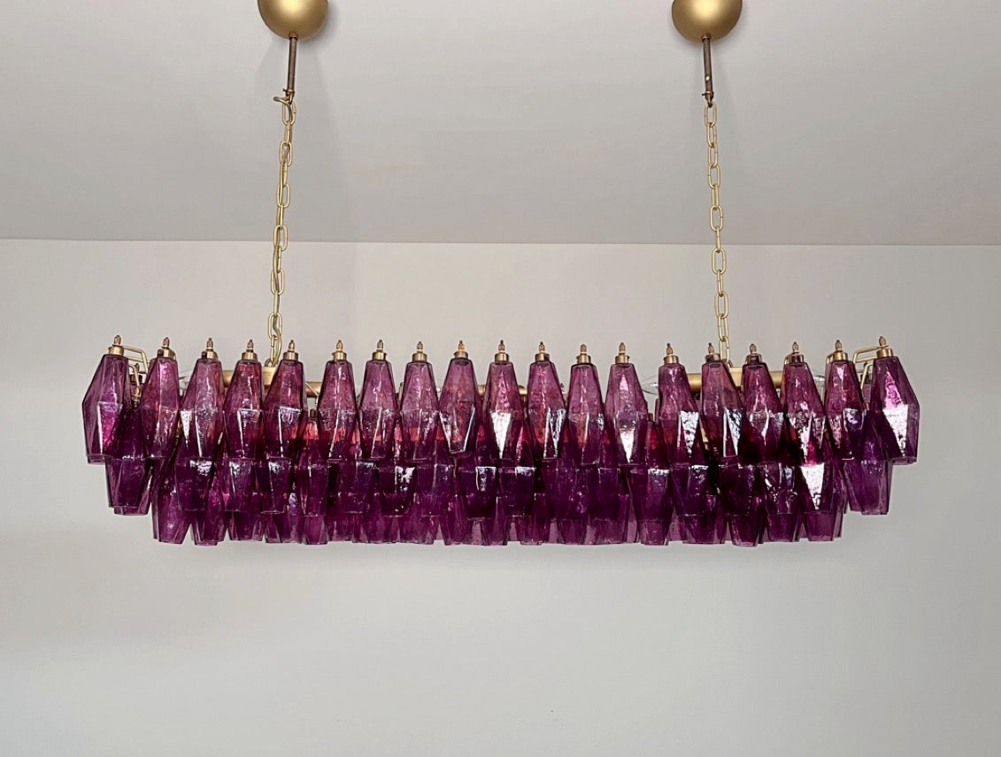 Murano Lysekrone | Gull Ametystfargede Poliedriglass