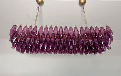 Murano Lysekrone | Gull Ametystfargede Poliedriglass