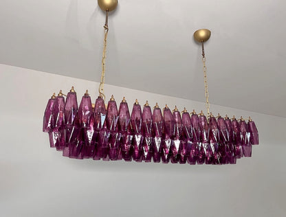 Murano Lysekrone | Gull Ametystfargede Poliedriglass