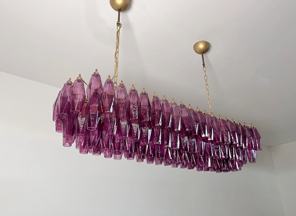 Murano Lysekrone | Gull Ametystfargede Poliedriglass