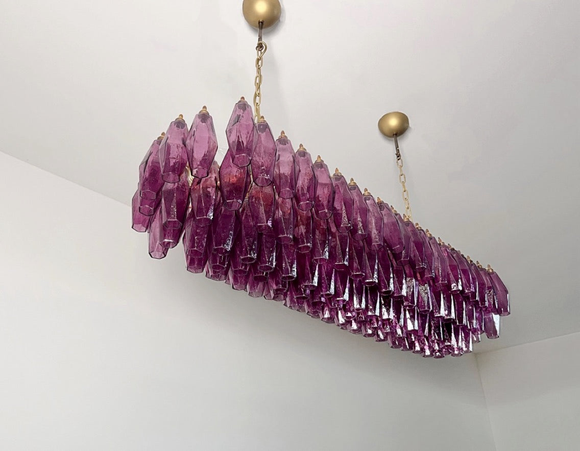 Murano Lysekrone | Gull Ametystfargede Poliedriglass