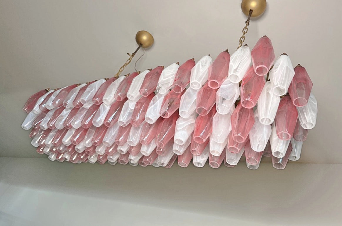 Lampadario Murano – 138 Vetri Poliedri Alabastro Rosa Bianco – dettaglio 10 – Murano Classics