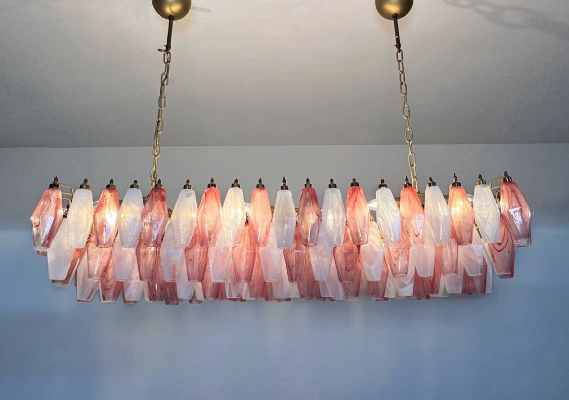 Lampadario Murano – 138 Vetri Poliedri Alabastro Rosa Bianco – dettaglio 9 – Murano Classics