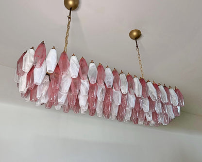 Murano Lysekrone | 138 Rosa Hvite Alabaster Gull Poliedriglass