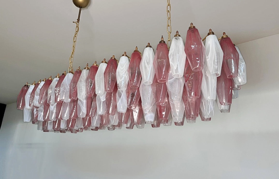 Lampadario Murano – 138 Vetri Poliedri Alabastro Rosa Bianco – dettaglio 11 – Murano Classics