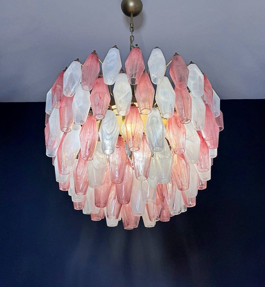Murano Chandelier – 111 Multicolour Pink White Alabaster Poliedri Glass – detail 6 – Murano Classics