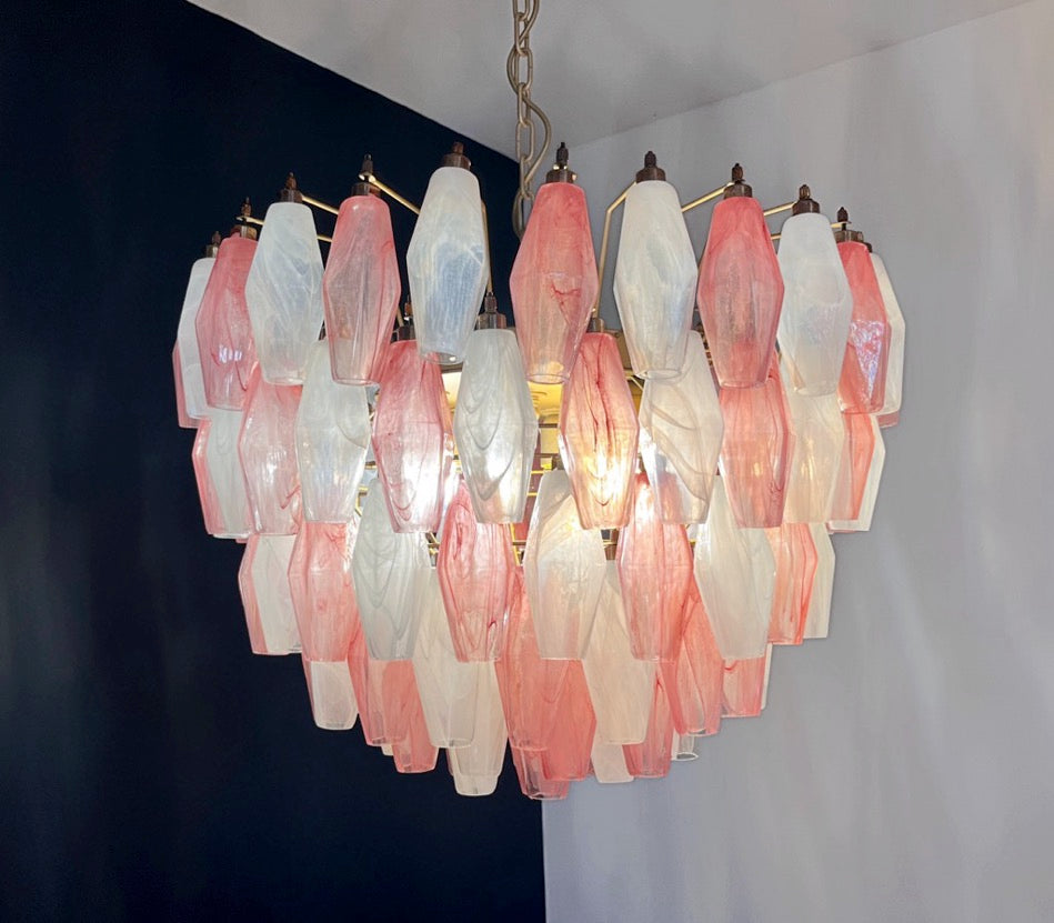 Murano Chandelier – 111 Multicolour Pink White Alabaster Poliedri Glass – detail 2 – Murano Classics