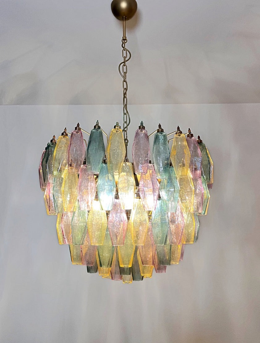 Murano Lysekrone | 111 Multifarget Gull Poliedriglass