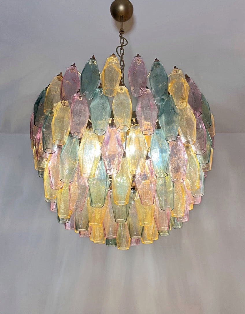 Murano Lysekrone | 111 Multifarget Gull Poliedriglass