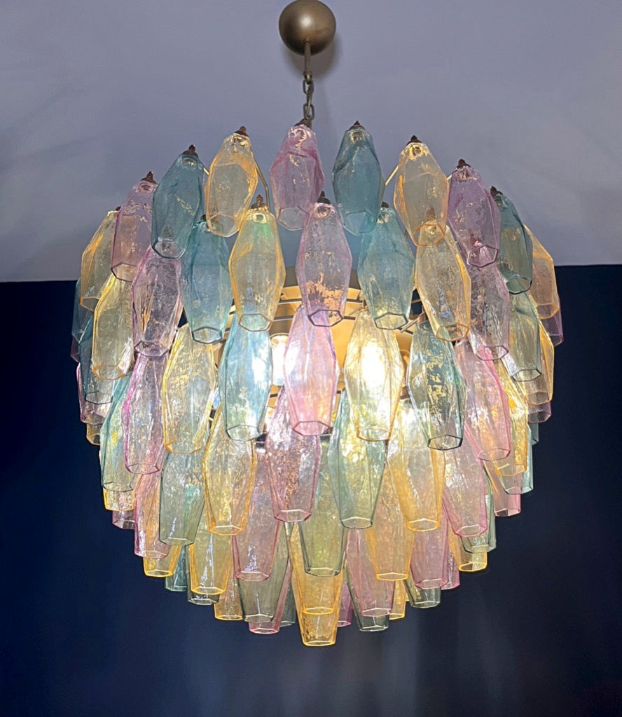 Murano Chandelier – 111 Multicoloured Poliedri Glass – detail 1 – Murano Classics
