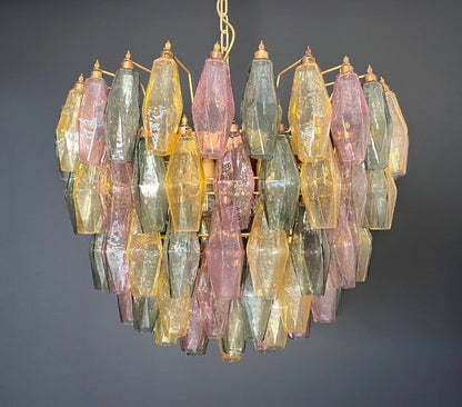 Murano Lysekrone | 111 Multifarget Gull Poliedriglass