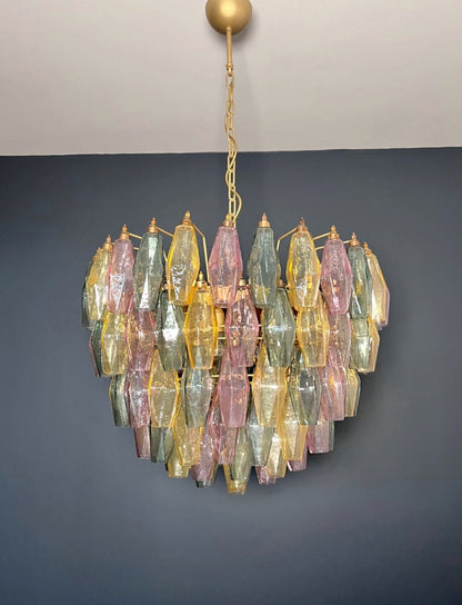 Murano Lysekrone | 111 Multifarget Gull Poliedriglass