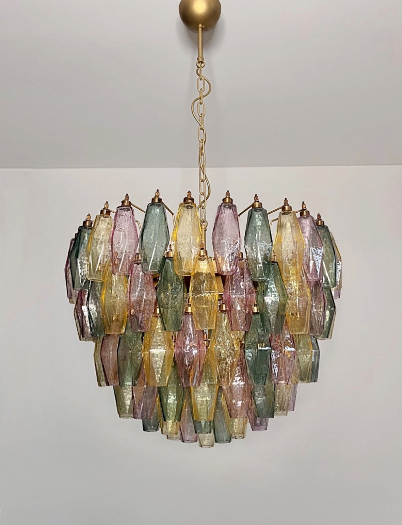 Murano Chandelier – 111 Multicoloured Poliedri Glass – Murano Classics