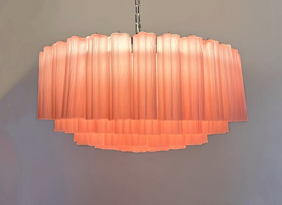 Murano Lysekrone – 101 Rosa Matte Glassrør – detalj 5 – Murano Classics
