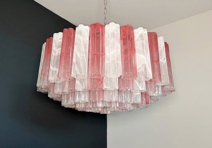 Murano Lysekrone | 101 Rosa Hvite Alabaster Rørglass