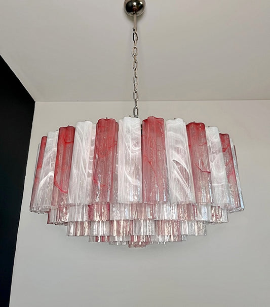 Murano Lysekrone | 101 Rosa Hvite Alabaster Rørglass