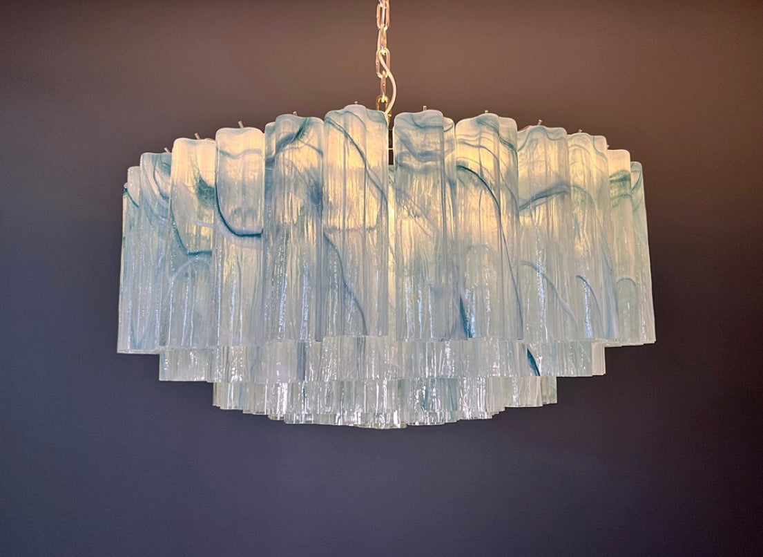 Murano Lysekrone | 101 Blå Alabaster Rørglass