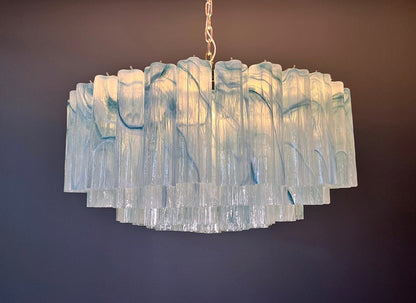 Murano Lysekrone | 101 Blå Alabaster Rørglass