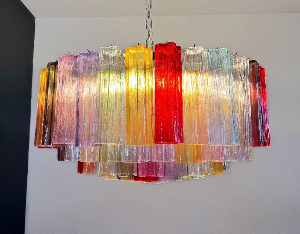 Murano Lysekrone – 101 Multifarget Glassrør – detalj 3 – Murano Classics