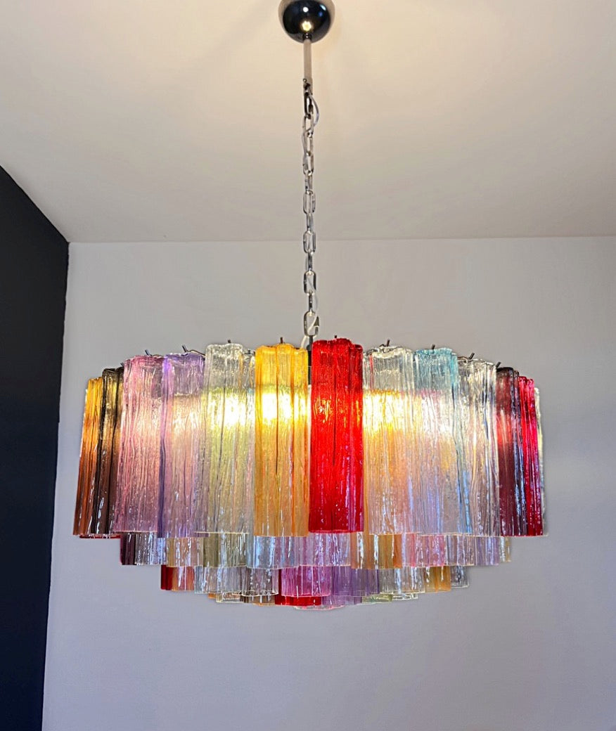 Murano Lysekrone – 101 Multifarget Glassrør – detalj 2 – Murano Classics