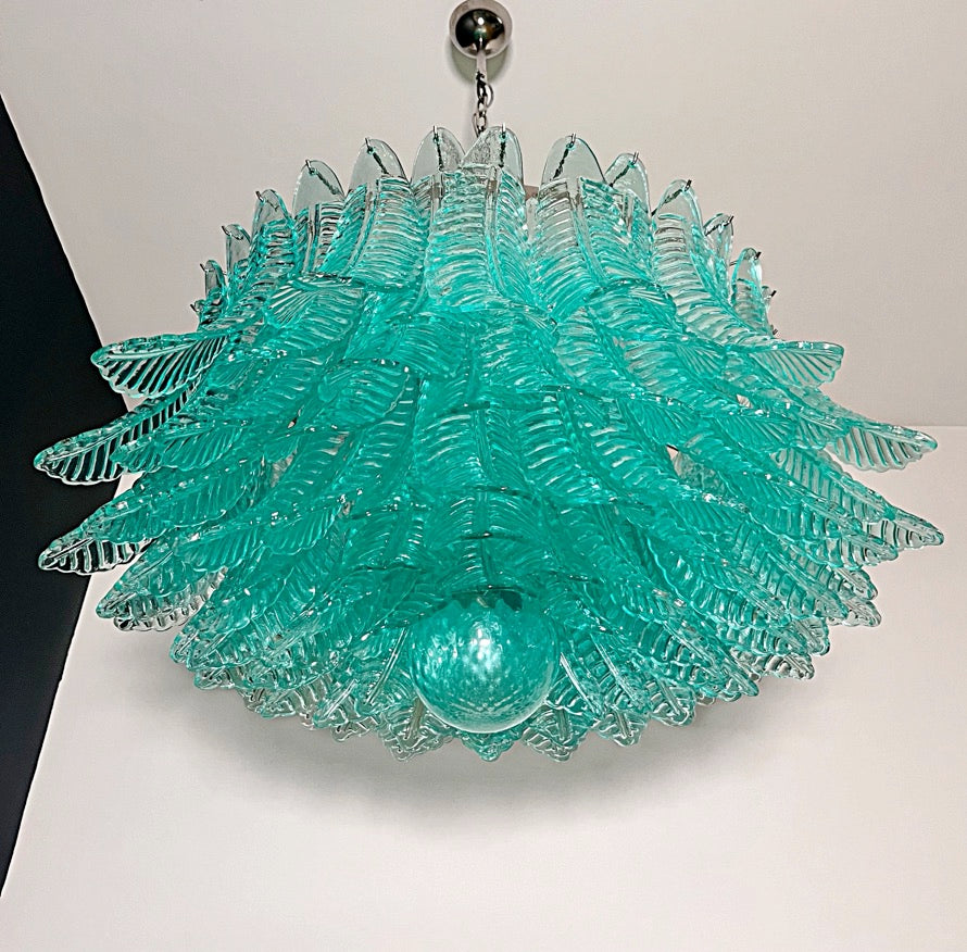Murano Chandelier – 100 Turquoise Felci Glass – detail 8 – Murano Classics
