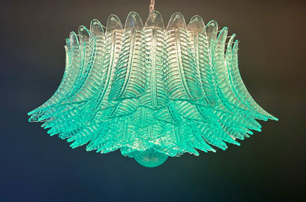 Murano Chandelier – 100 Turquoise Felci Glass – detail 7 – Murano Classics